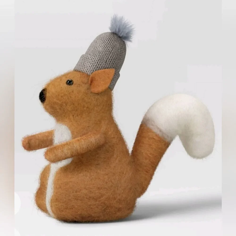 2pc Felted Wool Squirrel & Pigeon Christmas Animal Figurine Set Decor Wondershop